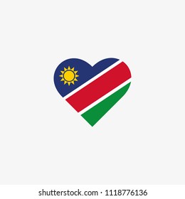 Namibia Vector Flag Inside heart shape graphic element Illustration template design
