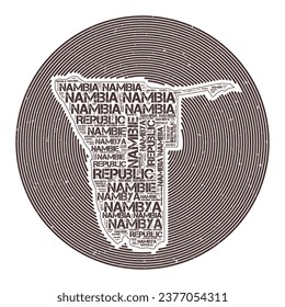Namibia Vector Image. Country round logo design. Namibia poster in circular arcs and wordcloud style. Modern vector illustration.