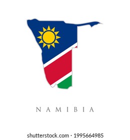 Namibia vector map with the flag inside. Namibia flag map. The flag of the country in the form of borders. Stock vector illustration isolated on white background.