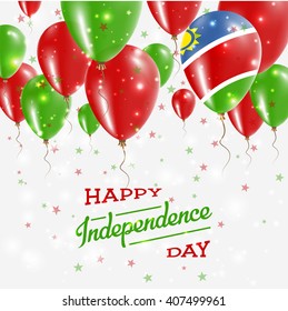 Namibia Vector Patriotic Poster. Independence Day Placard with Bright Colorful Balloons of Country National Colors. Namibia Independence Day Celebration.