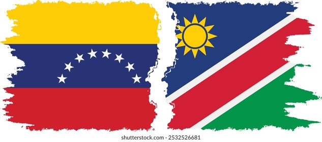 Conexión de banderas grunge de Namibia y Venezuela, Vector