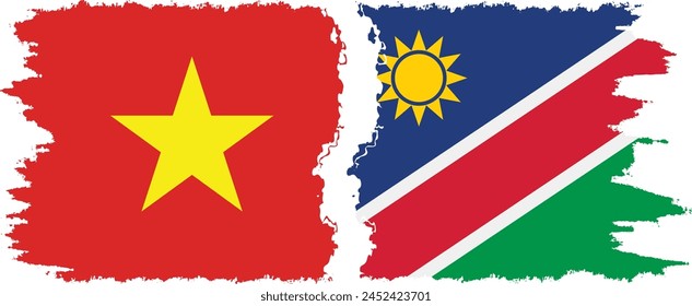 Namibia and Vietnam grunge flags connection, vector