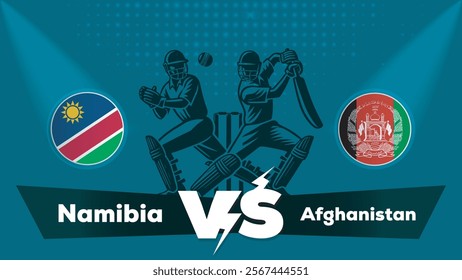 Namibia VS Afghanistan , Afghanistan vs Namibia cricket match , Cricket match concept with creative illustration.eps
