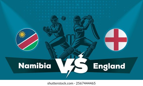 Namibia VS England Match , England Vs Namibia cricket match , Cricket match concept with creative illustration.eps