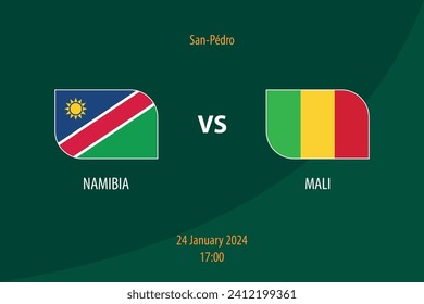 Namibia vs Mali football scoreboard broadcast template for soccer africa tournament 2023