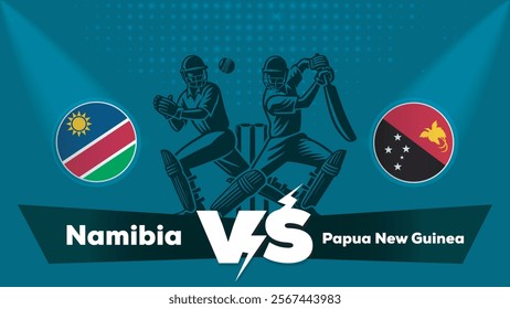 Namibia VS Papua New Guinea Match , Papua New Guinea Vs Namibia cricket match , Cricket match concept with creative illustration.eps