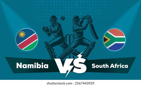 Namibia VS South Africa , South Africa Vs Namibia cricket match , Cricket match concept with creative illustration.eps