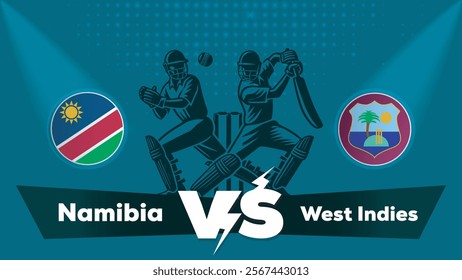 Namibia VS West Indies Match , West Indies Vs Namibia  cricket match , Cricket match concept with creative illustration.eps