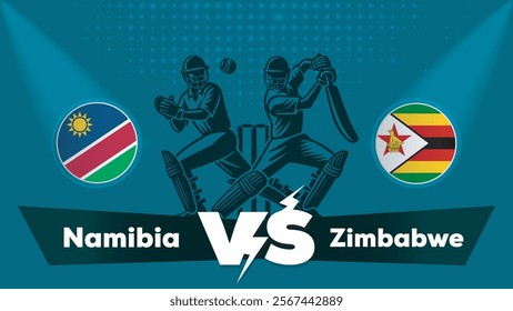 Namibia VS Zimbabwe , Zimbabwe Vs Namibia cricket match , Cricket match concept with creative illustration.eps