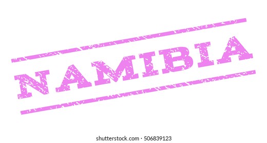 Namibia watermark stamp. Text tag between parallel lines with grunge design style. Rubber seal stamp with dirty texture. Vector violet color ink imprint on a white background.