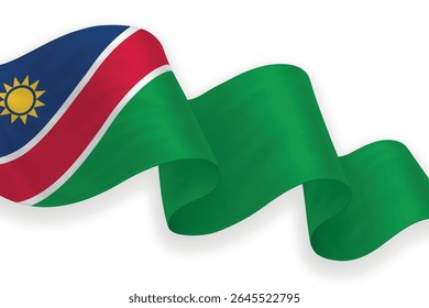 Namibia waving flag with bright colors on clean background