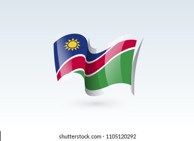Namibia waving flag vector icon, national symbol. Flag of Namibia, fluttered in the wind - vector illustration isolated on white background.