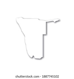 Namibia - white 3D silhouette map of country area with dropped shadow on white background. Simple flat vector illustration.