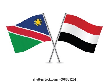 Namibia and Yemen flags.Vector illustration.
