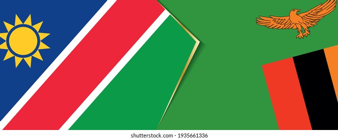Banderas de Namibia y Zambia, dos banderas vectoriales símbolo de relación o enfrentamiento.