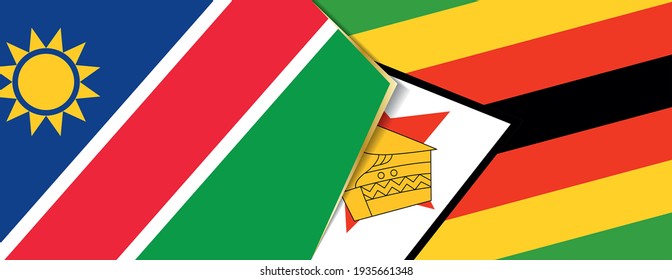 Namibia and Zimbabwe flags, two vector flags symbol of relationship or confrontation.