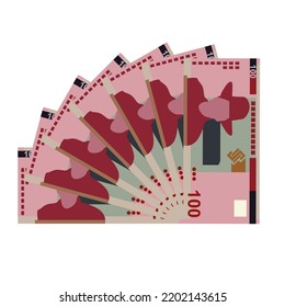 Ilustración de vectores de dólares namibianos. Dinero de Namibia pone billetes en racimo. Dinero en papel 100 NAD. Estilo plano. Aislado sobre fondo blanco. Diseño sencillo y mínimo.