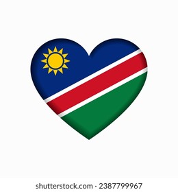 Namibian flag heart-shaped sign. Vector illustration.
