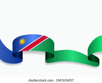 Namibian flag wavy abstract background. Vector illustration.