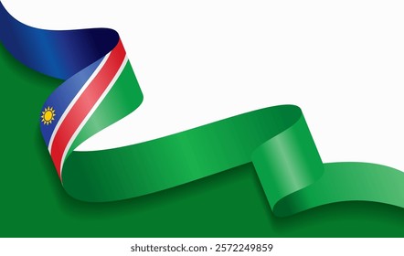 Namibian flag wavy abstract background. Vector illustration.