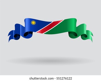 Namibian flag wavy abstract background. Vector illustration.