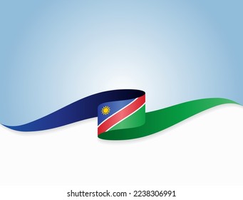 Diseño de fondo ondulado de bandera namibia. Ilustración vectorial.