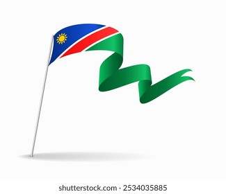 Diseño de fondo ondulado de bandera de Namibia. Ilustración vectorial.