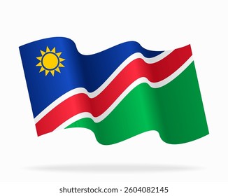 Namibian flag wavy background layout. Vector illustration.