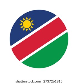 Namibian national pride. Round Namibia flag flat vector illustration.