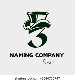 Naming company. Logotype. Number three. Hat.Slogan