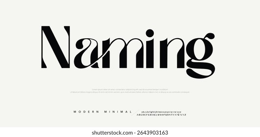 Naming  Elegant Font Uppercase Lowercase and Number. Classic Lettering Minimal Fashion Designs. Typography modern Serif fonts regular decorative vintage concept.