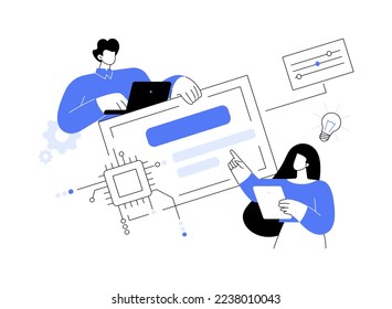 Naming and taglines abstract concept vector illustration. Naming and branding service, tagline creation, product slogan writing, copywriting, agency website, menu bar element abstract metaphor.