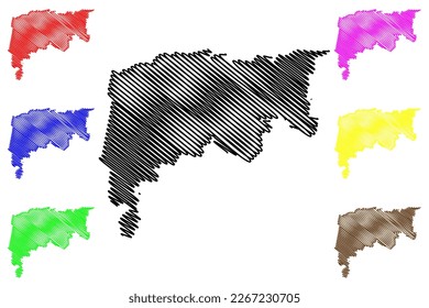 Namiquipa municipality (Free and Sovereign State of Chihuahua, Mexico, United Mexican States) map vector illustration, scribble sketch Namiquipa map