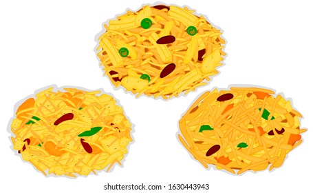 Namkeen Farsan,Chivda indian snacks Vector