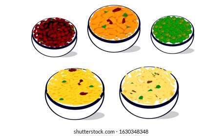 Namkeen farsan,cornflakes chivda,farali chivda,poha chivda,peanut,salty Peas in indian snacks Vector