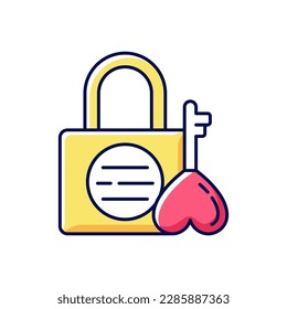 Namsan love locks RGB color icon. Couple relationship devotion. Romantic padlocks, tradition for N Seoul tower. Korean culture. Traditional symbols of Korea. Isolated vector illustration