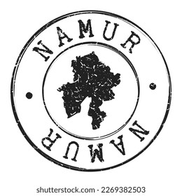 Namur, Belgium Silhouette Postal Passport. Stamp Round Vector Icon Map. Design Travel Postmark.