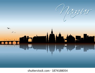 Namur skyline, Belgium cityscape - vector illustration