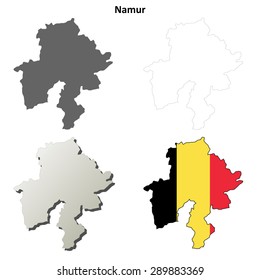 Namur (Wallonia) outline map set - Belgian version