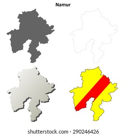 Namur (Wallonia) outline map set - Walloon version