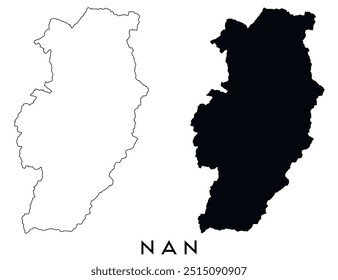 Nan map outline and black silhouette vector