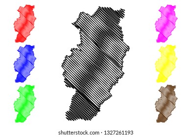Nan Province (Kingdom of Thailand, Siam, Provinces of Thailand) map vector illustration, scribble sketch Nan map