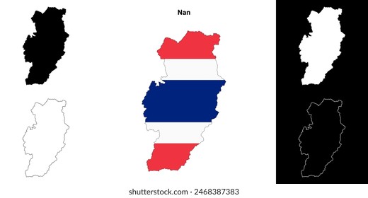 Nan province outline map set