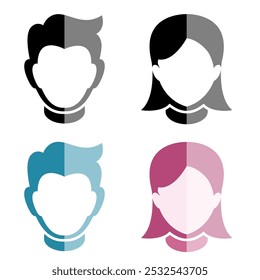 nan and woman flat icon for character design, male gemale