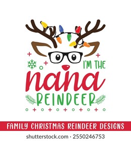 O design da rena de Natal nana, O design da família da rena de Natal