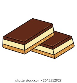 Nanaimo bars canada traditional food sweet snack flat color vector illustration template design