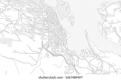 Nanaimo, British Columbia, Canada, bright outlined vector map with bigger and minor roads and steets created for infographic backgrounds.