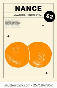 Nance. Set of posters of fruits and citrus in a abstract draw design. Label or poster, price tag. Simple, flat design. Patterns and backgrounds. Perfect for poster, cover, banner.	