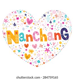 Nanchang heart shaped type lettering vector design