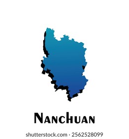 Nanchuan City of China map vector illustration, creative design template